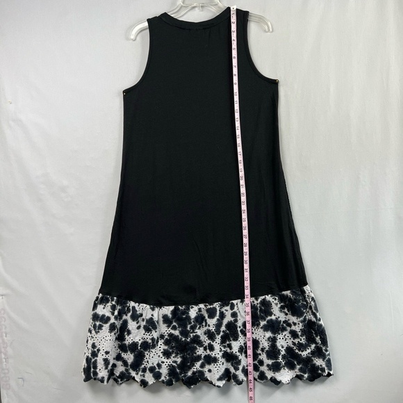 LOGO Lori Goldstein Dress Womens Small Shift Tank Black White Eyelet Tie Dye - Picture 6 of 15